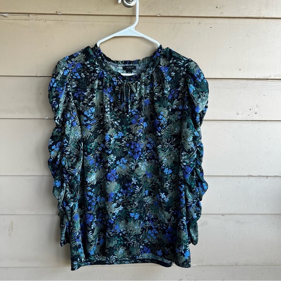 Ann Taylor Factory Floral Long Sleeve Blouse - Size L - Modest Office Workwear - Picture 1 of 6